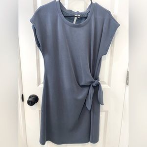 Gray MIDI Dress with knotted tie waist
